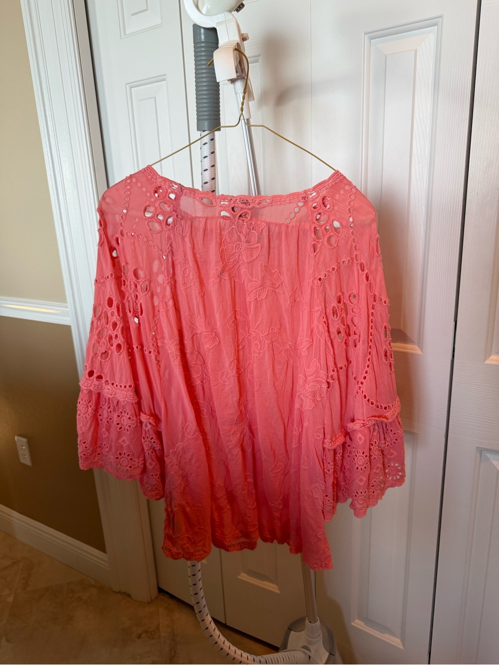 Johnny Was Coral Eyelet Tunic Blouse